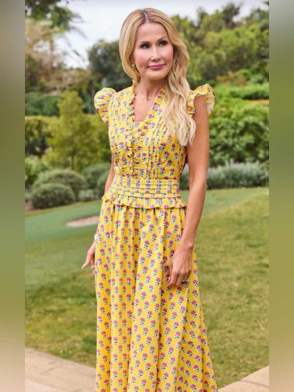 Avara Yellow Floral Maxi Dress - Size XS